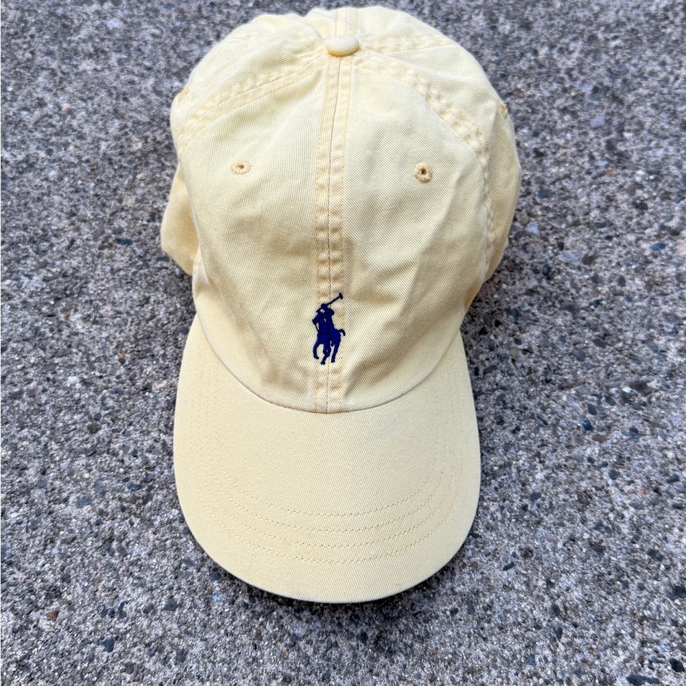 Ralph Lauren Yellow Baseball Cap with Navy Polo Logo